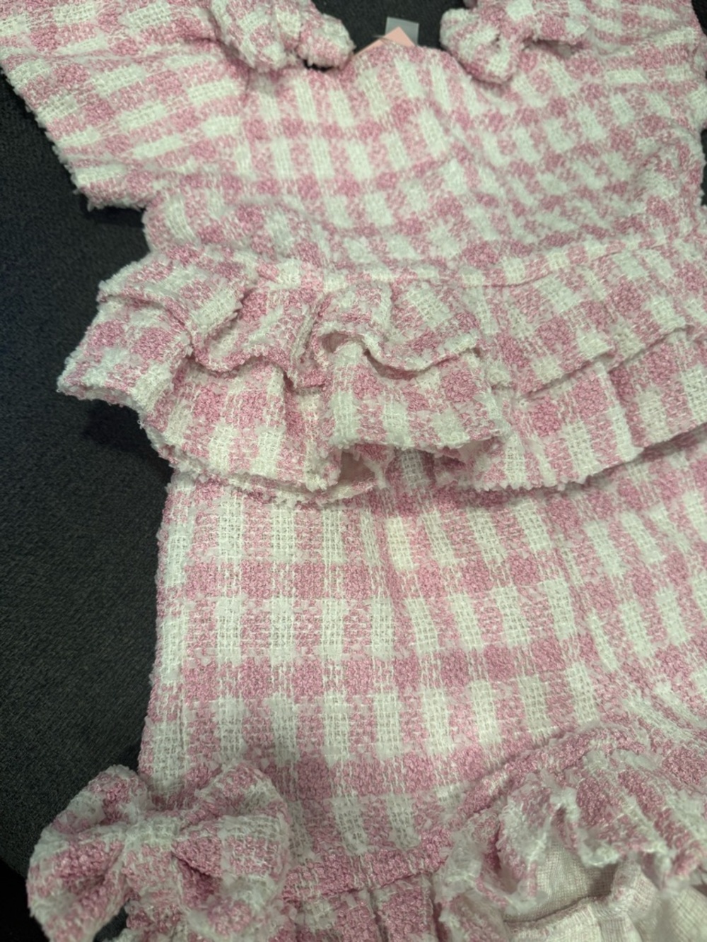 Kids Pink Gingham Ruffle Matching Set - Picture 8 of 11
